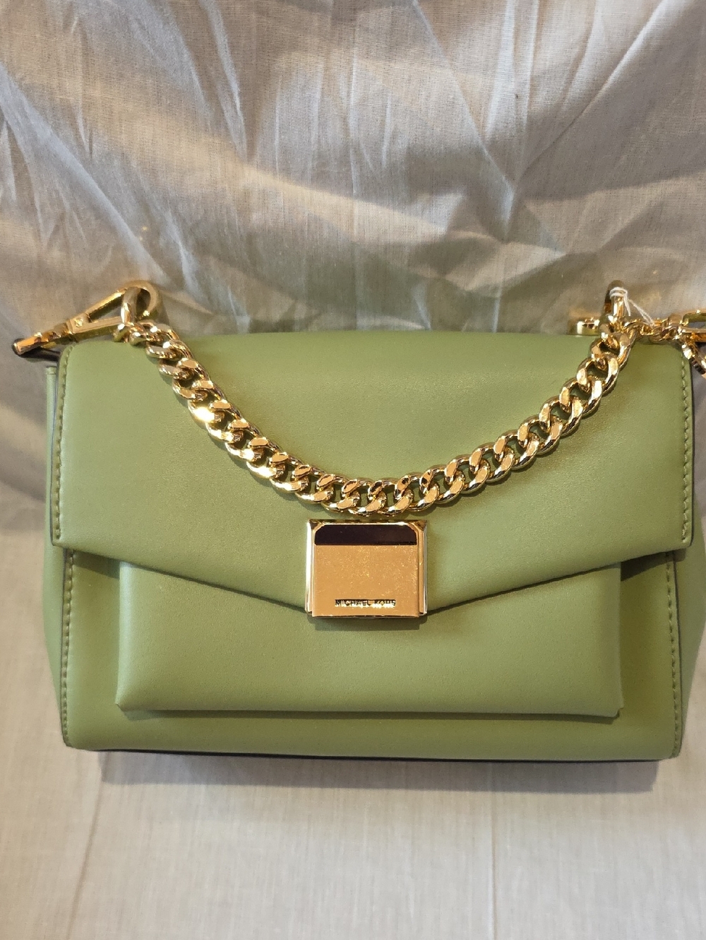 Michael Kors Lita Green Chain-Accent Crossbody Bag